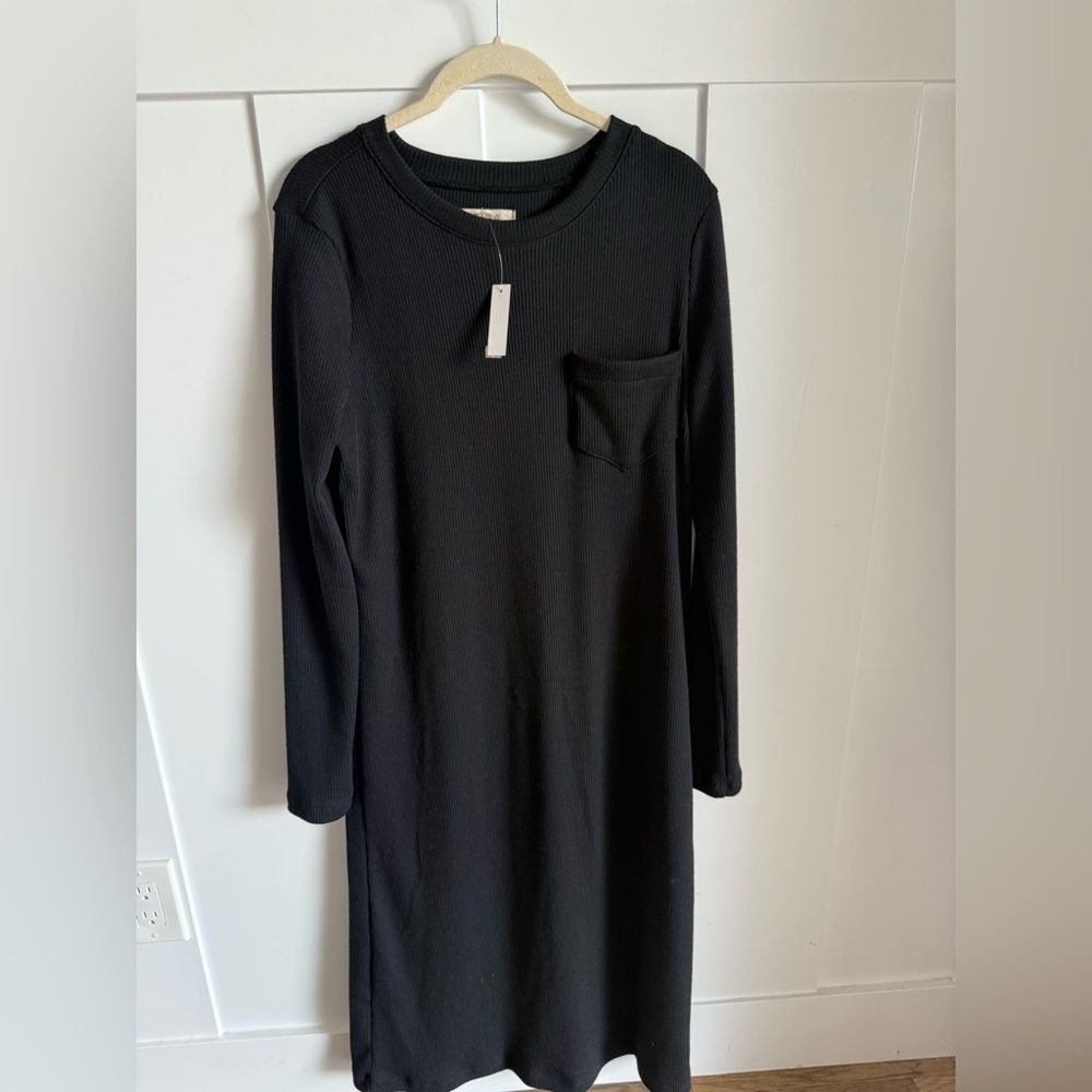 NWT Madewell Crew Neck Pocket MIDI Dress - Picture 2 of 9